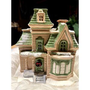 Vintage Victorian Snow Top Christmas Village Putz Snow House Table Mantle Tree